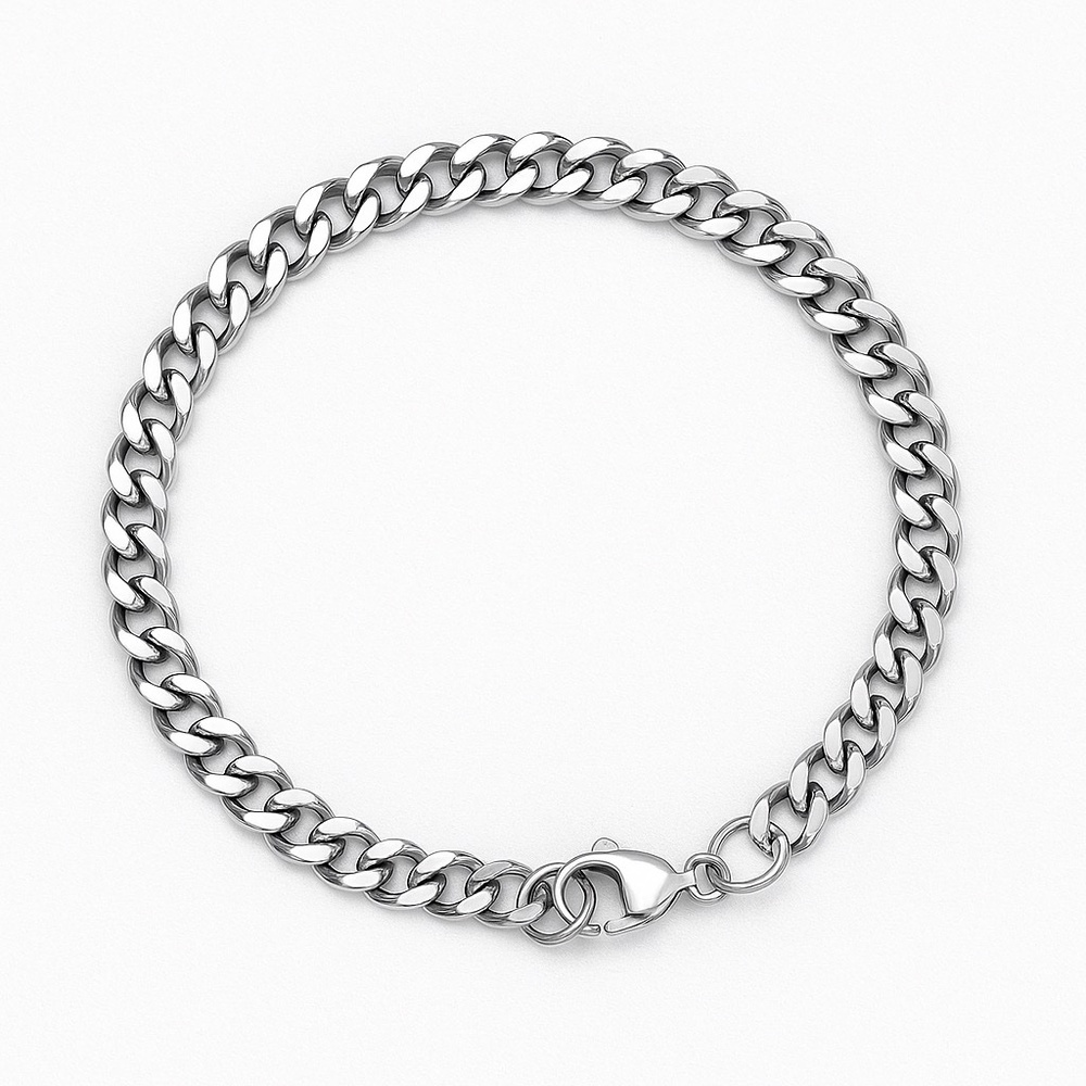 Stainless Steel Cuban Link Bracelet – 3mm Width, 8 Inches - Picture 3 of 7